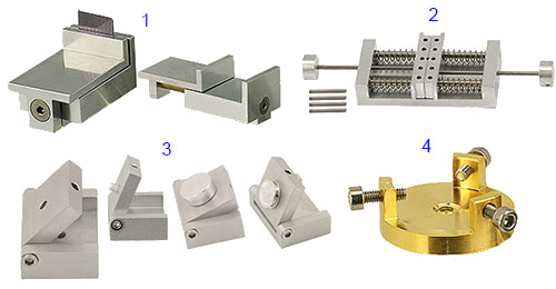 examples of EM-Tec sample stubs and sample holders for JEOL table top SEMs