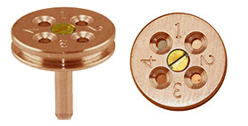 EM-Tec TG4C TEM grid holder securely holds up to 4 TEM grids, Ø18x3.2mm, copper, pin