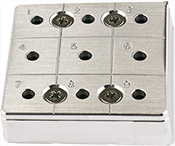 EM-Tec CS9/4 C-Square multi pin stub holder for 9x Ø12.7mm or 4 x Ø25.4mm pin stubs, M4