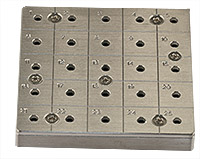 EM-Tec CS25/4 C-Square multi pin stub holder for 25x Ø12.7mm or 4x or 9x Ø25.4mm pin stubs, pin