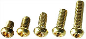 EM-Tec M2RB set of phillips round head screws M2, brass:<br><br> 10 each M2 x 3mm, 10 each M2 x 4mm, 10 each M2 x 5mm, 10 each M2 6mm & 10 each M2 x 8mm