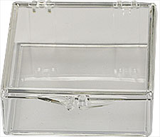 Micro-Tec C22 clear styrene plastic hinged storage boxes, 51x51x12.5mm