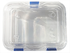 Micro-Tec M42A clear plastic membrane box, hinged, 100x75x25mm