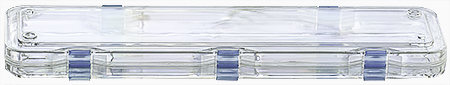 Micro-Tec M93 clear plastic membrane box, hinged, 300x75x25mm