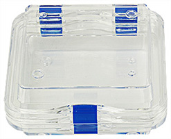 Micro-Tec M44 clear plastic membrane box, hinged,  100x100x40mm