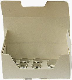 EM-Tec SB10 Stub-Storr low cost white cardboard storage box for 10 standard 12.7mm SEM pin stubs