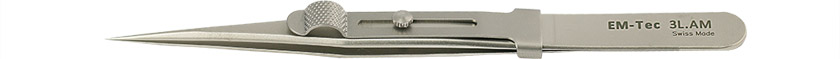 50-001330.jpg EM-Tec 3L.AM high precision locking tweezers, style 3,  very sharp fine tips, anti-magnetic stainless steel