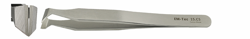 EM-Tec 15.CS hochpräzise Schneidepinzette, 12 mm, gewinkelte Schneiden, C-Stahl