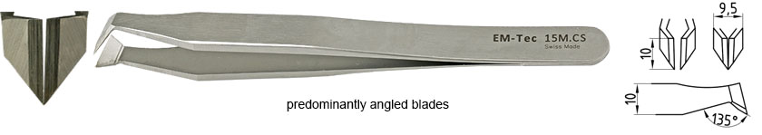 50-005025-Em-Tec-15M-CS.jpg EM-Tec 15M.CS  high precision cutting tweezers, 10mm angled blades, carbon steel