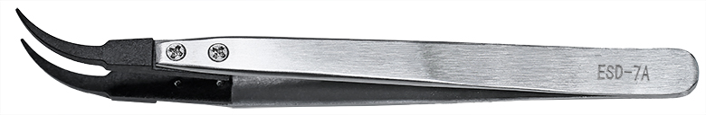 50-014970.jpg Value-Tec 7A.CP ESD safe PPS/carbon fiber replaceable tip tweezers, fine curved tips