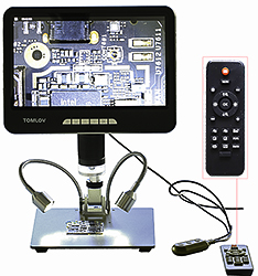 Micro-Tec DM402 digital microscope with stand and dual illumination system, 100-240V