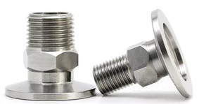 EM-Tec KF vacuum flange adapters to fine metric ISO male thread, 304 stainless steel