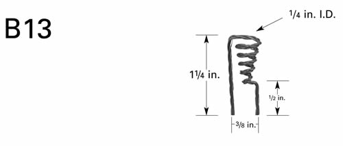 Tungsten evaporation basket B13, 19mm H x Ø6.4mm ID, 5 coils, 89 mm long, U-Shape