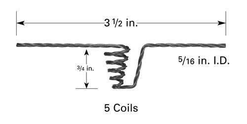 Tungsten evaporation basket B1, 19mm H x Ø8mm ID, 5 coils, 89 mm long