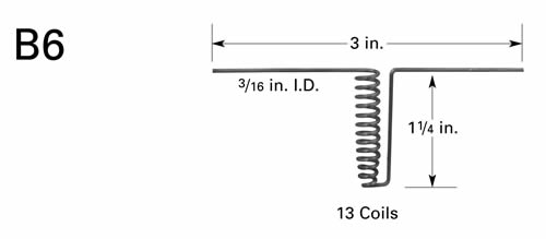 Tungsten evaporation basket B6, 32mm H x Ø4.8mm ID, 13 coils, 76 mm long
