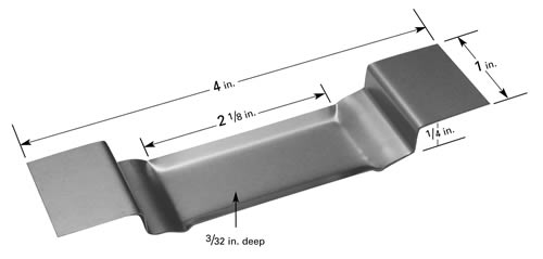 Evaporation boat S45, lowered middle part with 56 x 25.4 x 3mm trough, 102mm L x 25.4mm W