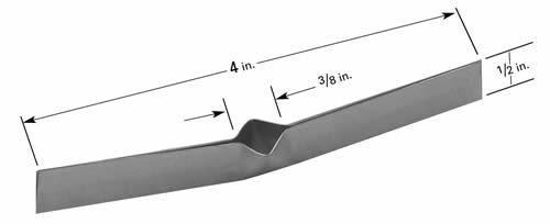Evaporation boat S5, folded, vertical with 9.5x 9.5mm opening, 102mm L x 12.7mm H