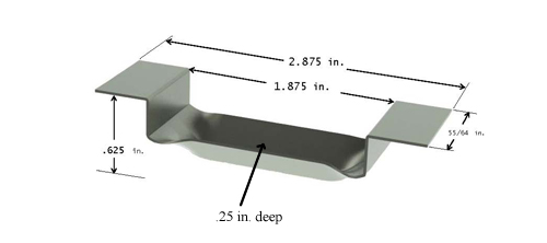 Evaporation boat S52, lowered middle part with 47x22x6,3mm trough, 73mm L x 22mm W 